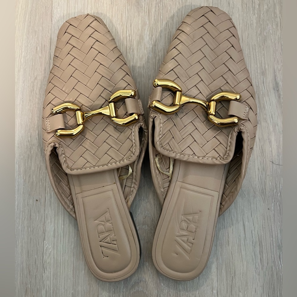 Zara woven leather mules